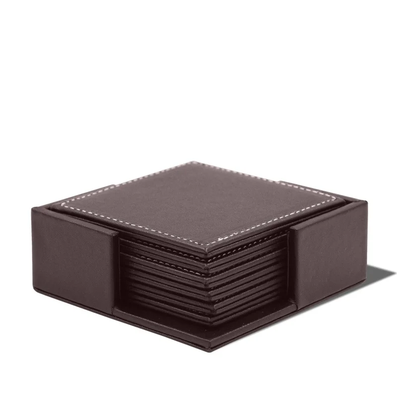 Leather Desk Pad - 6 Buah/Set Bisnis Coaster Insulasi Panas